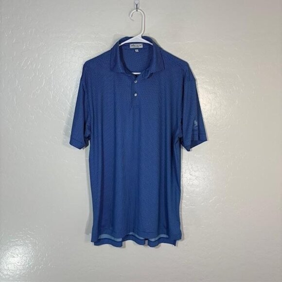 Peter Millar Polo Shirt Mens Medium Blue Summer Comfort Geometric Golf Stretch - Picture 1 of 8